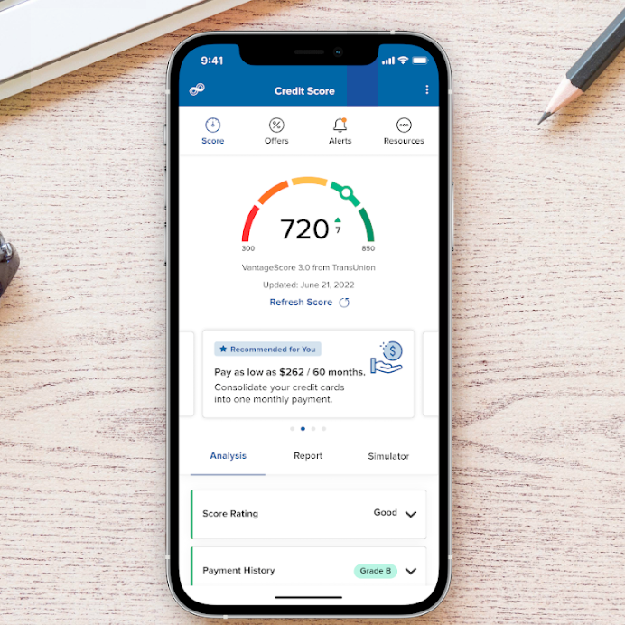 Credit-Score-Visibility-Article-Image Bank customer viewing credit score on a mobile banking app dashboard